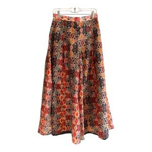 Boutique Aztec boho print culotte wide leg pants size Large